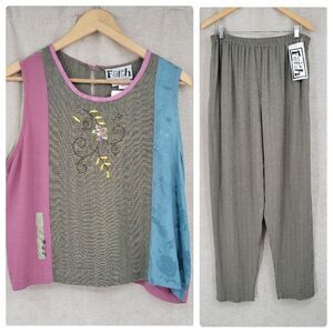 Faith by Celia Forester Matching Set Tank and Trousers 90's Women's Large